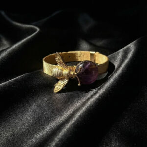 Sovereign Bee Amethyst Bangle in Gold Plated Silver