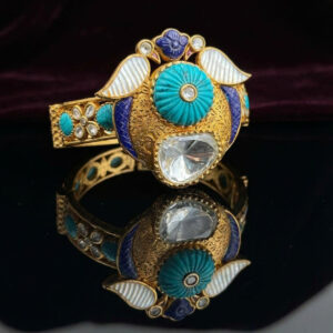 Handcrafted Vintage Heritage Turquoise & Polki Statement Cuff