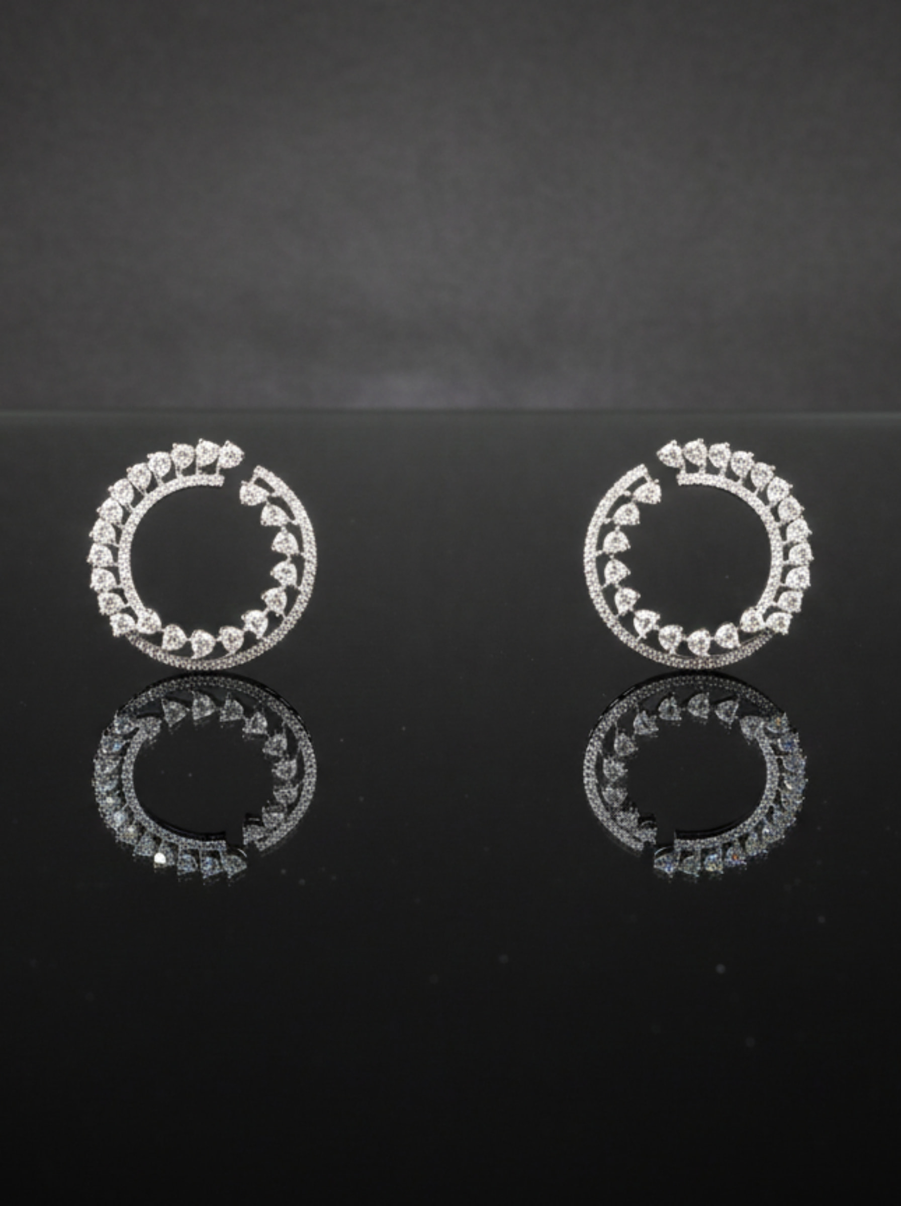 Handcrafted Diamond "Infinity Bloom" Open Circle Earrings - Image 2