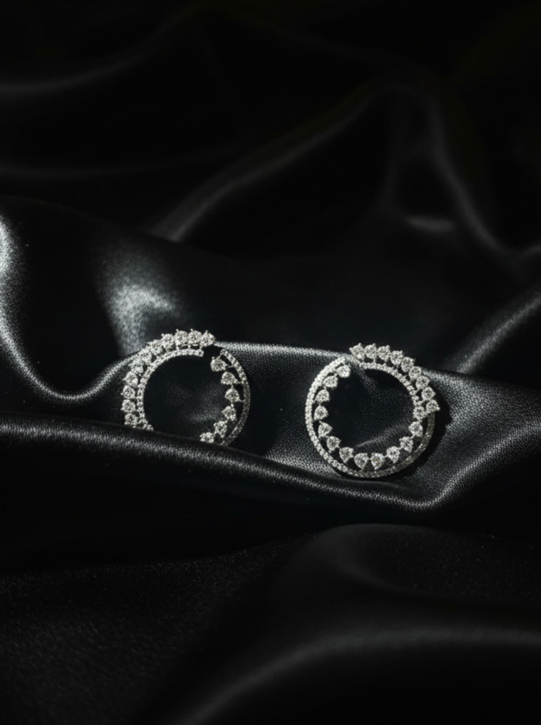 Handcrafted Diamond "Infinity Bloom" Open Circle Earrings - Image 4