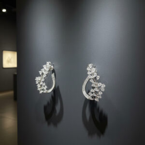 Artisan Pear-Cut Diamond Leaf Studs with Modern J-Hoop Curve