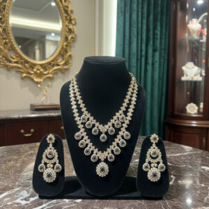 Vintage Mughal Elegance: Handcrafted Tiered Jewelry Set in Antique Gold Finish