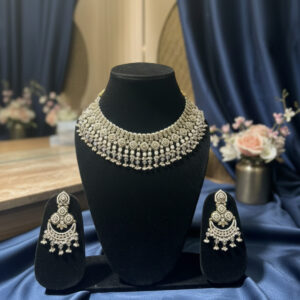 Imperial Heritage Handcrafted Choker & Chandbali Set – Vintage Kundan Polki with Healing Moonstone Tones