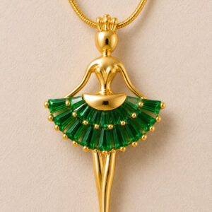 Nritya Pendant — Emerald Dancer Necklace on Gold Chain | Glamour Glitz