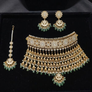 Exquisite Handcrafted Mint Green Kundan Bridal Choker Set