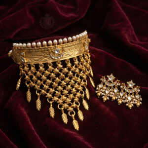 Royal Nizami Handcrafted Gold-Tone Choker & Earring Set