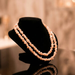 Natural Peach Sunstone Handcrafted Double-Layer Chip Necklace