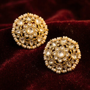Heritage Polki Round Earrings | Gold-Plated Handcrafted Jewelry
