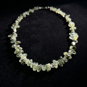 Ethereal Green Prehnite Gemstone Chip Necklace – Organic Elegance