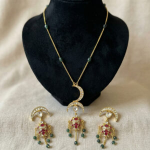 Handcrafted Crescent Moon Necklace & Drop Earrings