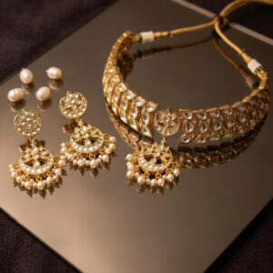 Exquisite Handcrafted Kundan Choker & Chandbali Earring Set