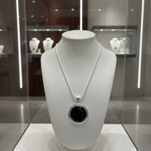 Dark Smoky Quartz & Silver Shield Pendant