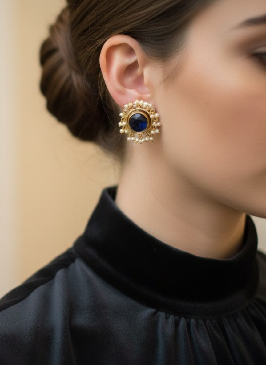 Regal Jade & Pearl Drop Studs - Image 4