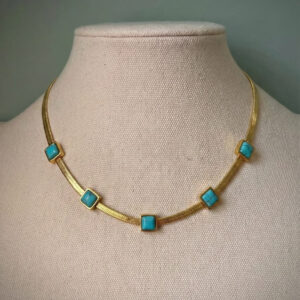 The Azure Path: Pure Turquoise Geometric Choker