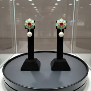 Floral Radiance: Pure Ruby & Pearl Blossom Drops