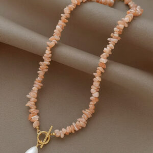 Sunset Serenity: Pure Peachy Moonstone Artisan Necklace