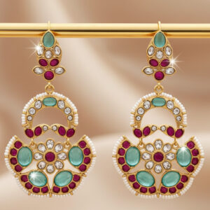 Regal Bloom: Pure Emerald, Ruby & Pearl Grand Drops