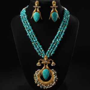 The Azure Heritage Statement Set: Hand-Carved Turquoise & Antique Gold