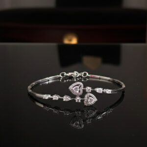 Handcrafted Sterling Silver Dual Heart "Toi et Moi" Statement Bracelet