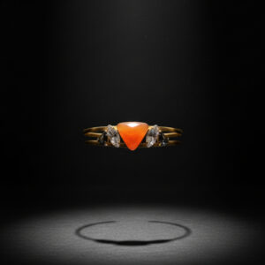 Handcrafted "Eternal Flame" Split-Shank Bangle in Gold Plated Silver with Carnelian & Zircon