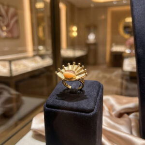 Hand-Forged Sun Halo Ring with Tiger's Eye Cabochon