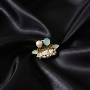 The "Botanical Muse" Handcrafted Cluster Ring – Artisan Pearl & Sea-Foam Gemstone Statement Piece
