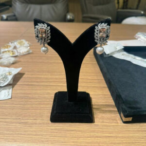 Handcrafted Pavé Diamond Heart & Lustrous Pearl Drop Earrings
