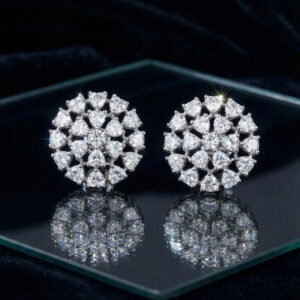 Handcrafted Heart-Cluster Diamond Mandala Stud Earrings