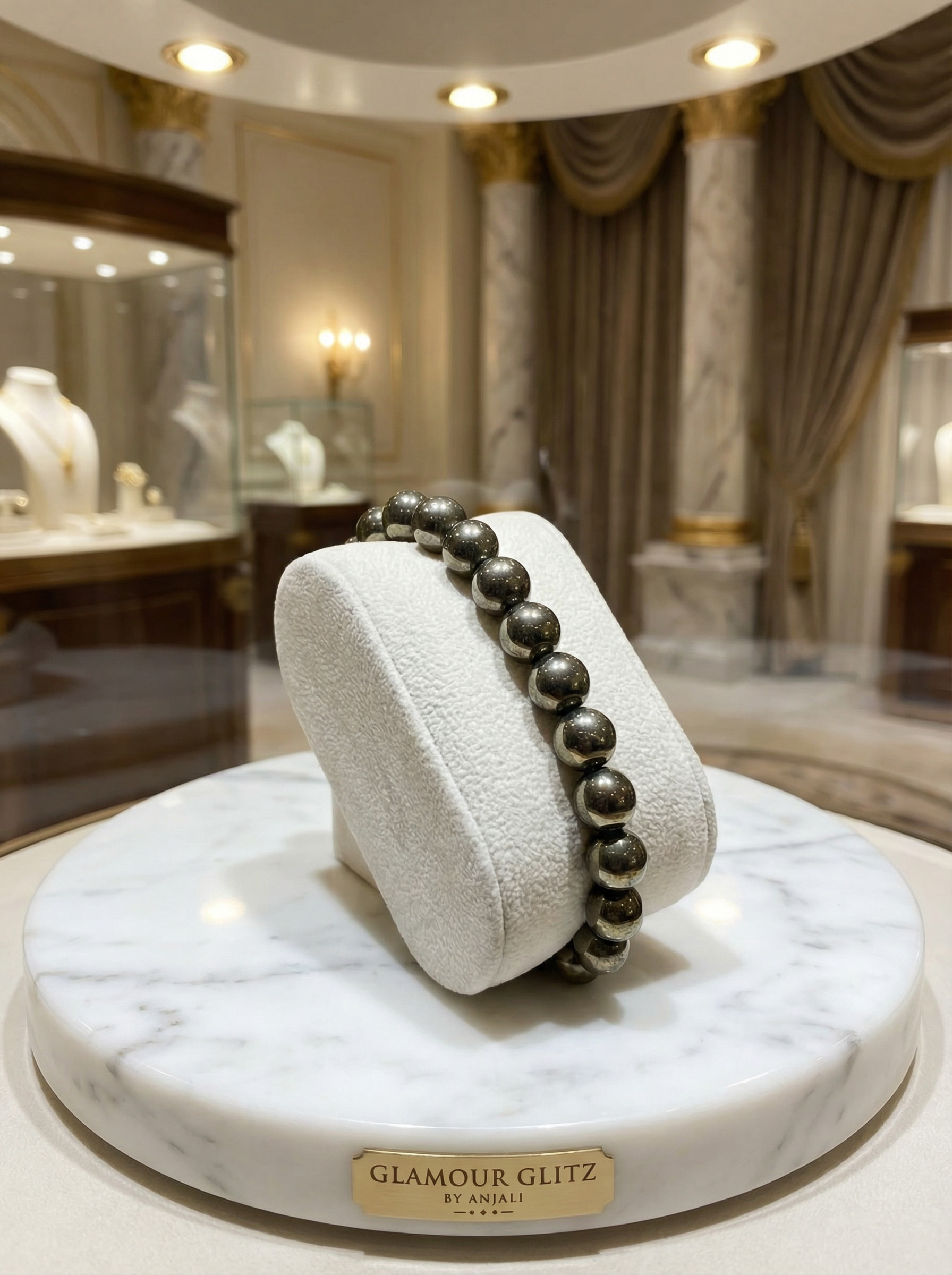 Handcrafted Natural Pyrite Beaded Bracelet – The Stone of Wealth & Protection - Image 2