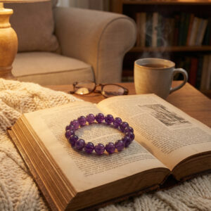 Handcrafted Natural Amethyst Beaded Bracelet - Deep Purple Quartz