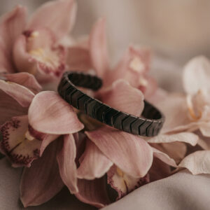 The Apex Collection: Handcrafted Geometric Chevron Bracelet in Gunmetal