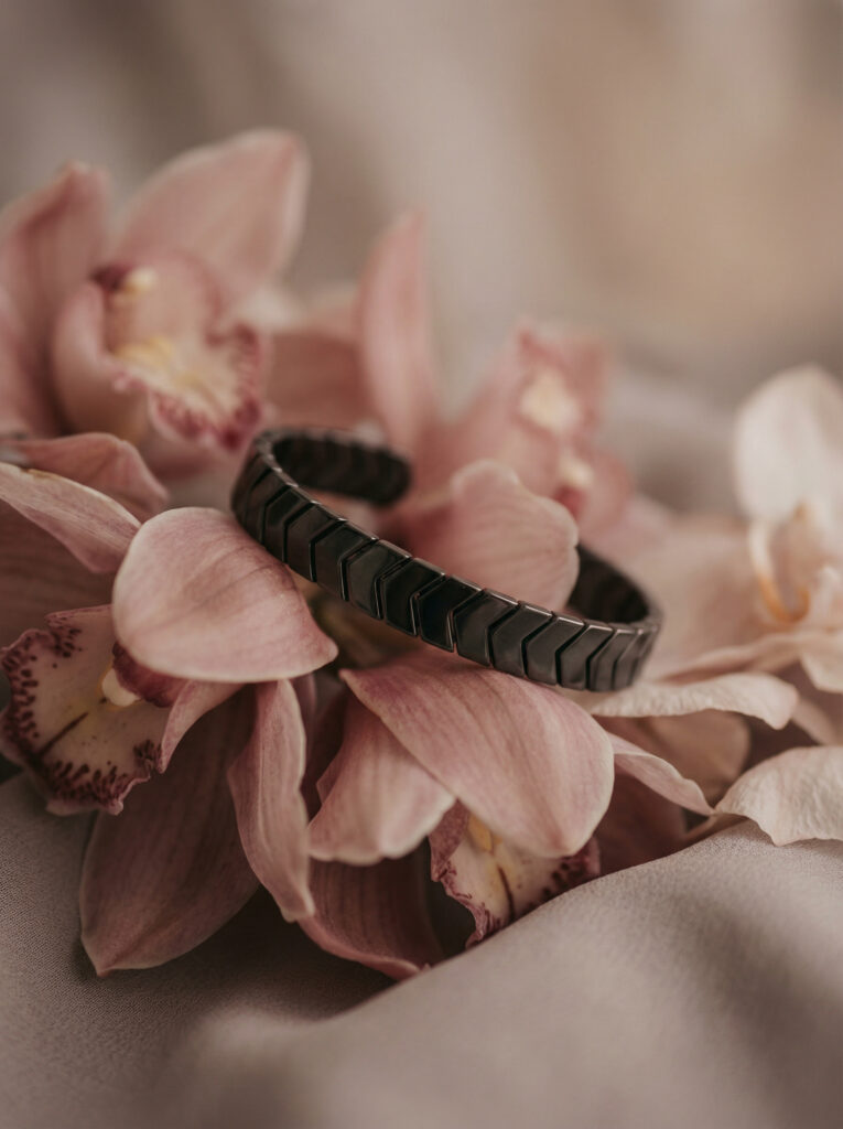 The Apex Collection: Handcrafted Geometric Chevron Bracelet in Gunmetal