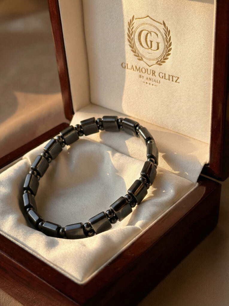 Handcrafted Midnight Hematite Geometric Bead Bracelet – Unisex Luxe Series