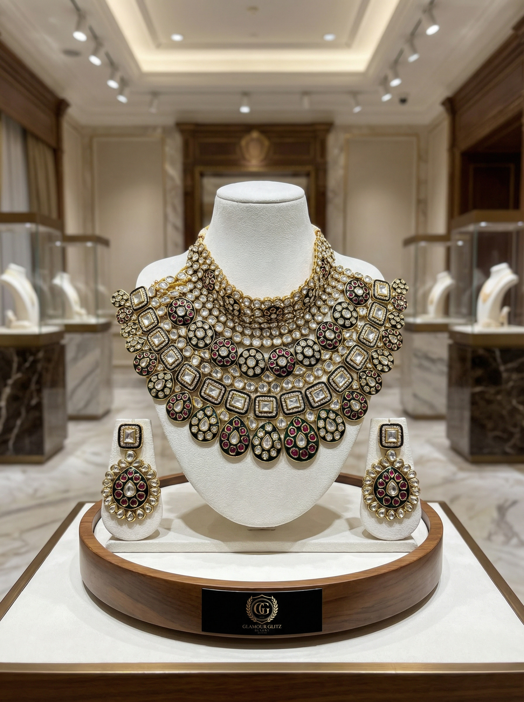 Handcrafted Heritage Kundan & Polki Bridal Choker Set with Meenakari Detail