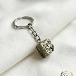 Raw Pyrite Crystal Keychain – Natural "Fool's Gold" for Luck & Abundance