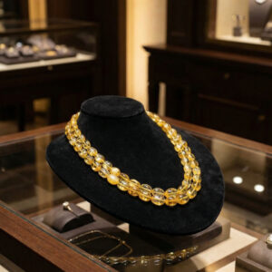 Sun-Drenched Elegance: Handcrafted Double-Strand Honey Gemstone Necklace