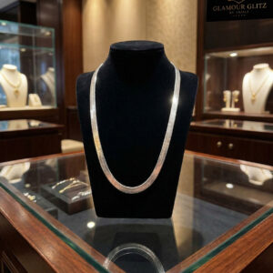 Handcrafted Sterling Silver Herringbone Chain – Sleek Flat Snake Necklace
