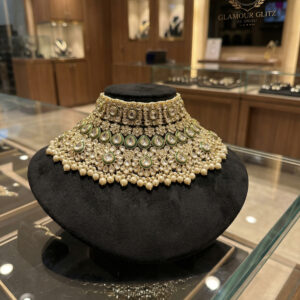 Regal Empress Handcrafted Kundan & Emerald Meenakari Choker Necklace