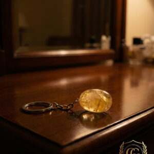 Golden Rutilated Quartz Tumbled Stone Keychain – "The Illuminator"
