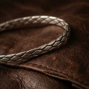 The Artisan ‘Scales’ Bangle | Handcrafted Textured Sterling Silver Cuff for Men