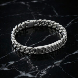 The Modern Spartan | Handcrafted Greek Key Cuban ID Bracelet