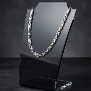 Artisan Handcrafted Geometric Link Chain – Sterling Silver Finish