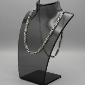 Handcrafted Men’s Byzantine Box Chain – Sterling Silver Industrial Link Necklace
