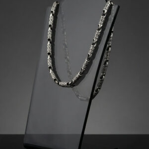 Handcrafted Oxidized Silver Byzantine Barrel Link Chain – Men’s Statement Necklace