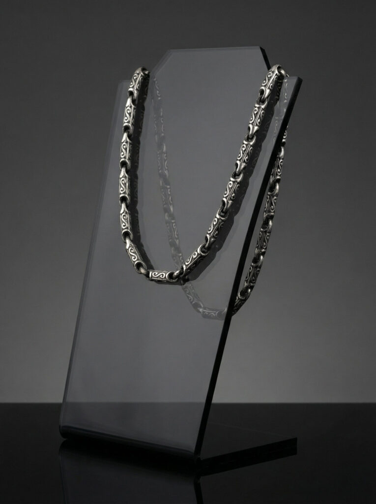 Handcrafted Oxidized Silver Byzantine Barrel Link Chain – Men’s Statement Necklace