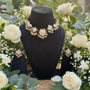 Handcrafted Lotus Bloom Kundan Polki Necklace & Earring Set