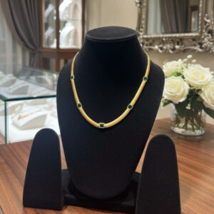 The Emerald Horizon: Handcrafted 18k Gold Plated Tubogas Station Necklace