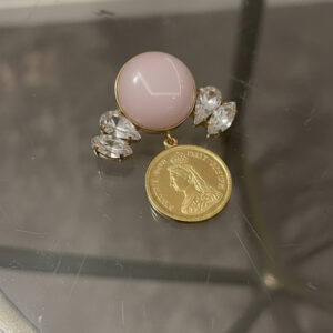 Blush Rose & Gold Sovereign Drop Earrings | Handcrafted Crystal & Coin Statement Jewelry