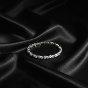 Handcrafted Pear-Cut Leaf Vine Tennis Bracelet