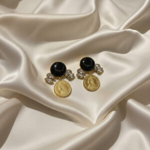 Imperial Onyx & Gold Sovereign Drop Earrings | Handcrafted Victorian Statement Jewelry